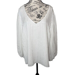 Vince Camuto Women’s White Peasant Blouse Size 3XL Puff Sleeves Lined